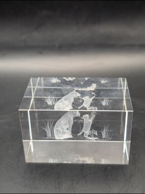 3d Etched Clear Paperweight With Cats
